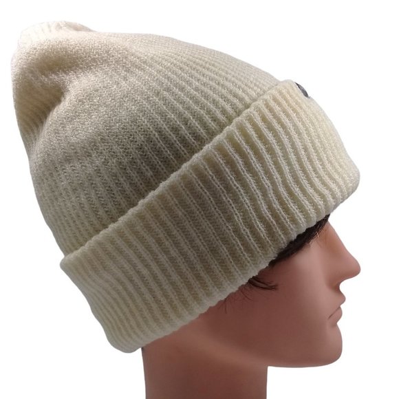 Columbia Women's NWT Folded Cuff Columbia Logo Knit Ivory Beanie Hat One Size - Picture 4 of 9